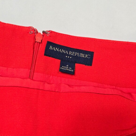 Banana Republic Orange-Red Pencil Skirt with White Stripe – Size 4 - Picture 2 of 6